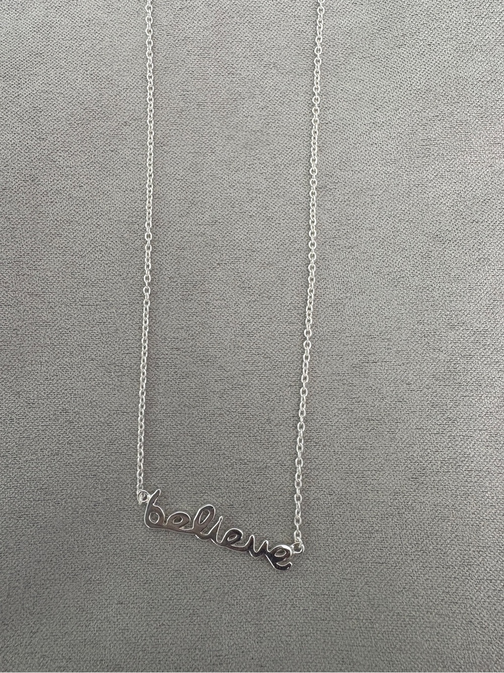 “Believe” Script Silver-Plated Necklace